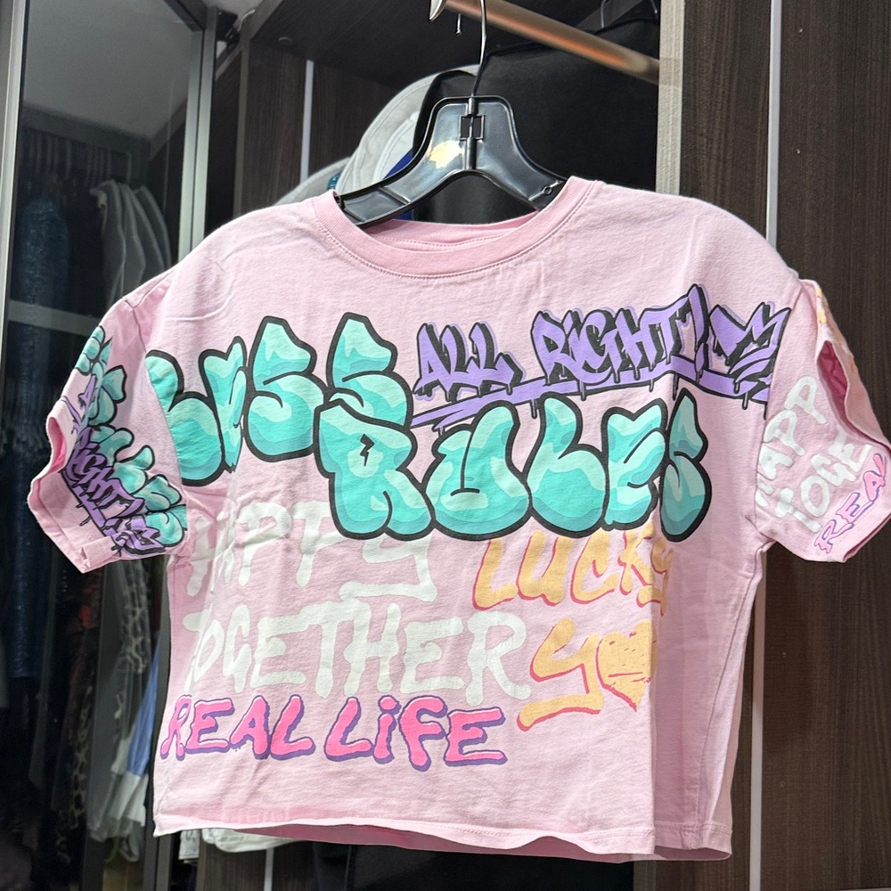 Zara Kids Pink Tee with Bold Graphic Text